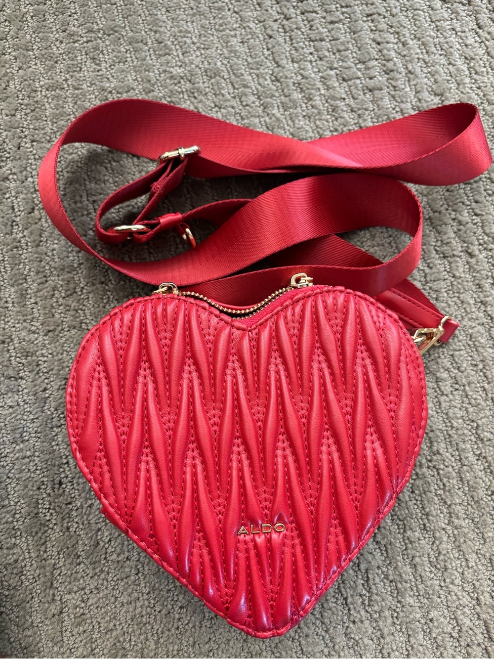 ALDO Red Quilted Heart Crossbody Bag